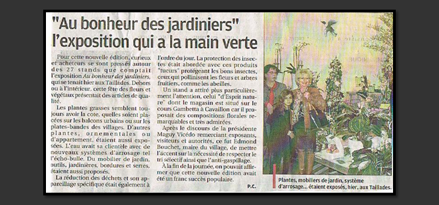 Article de presse « au bonheur des jardiniers »